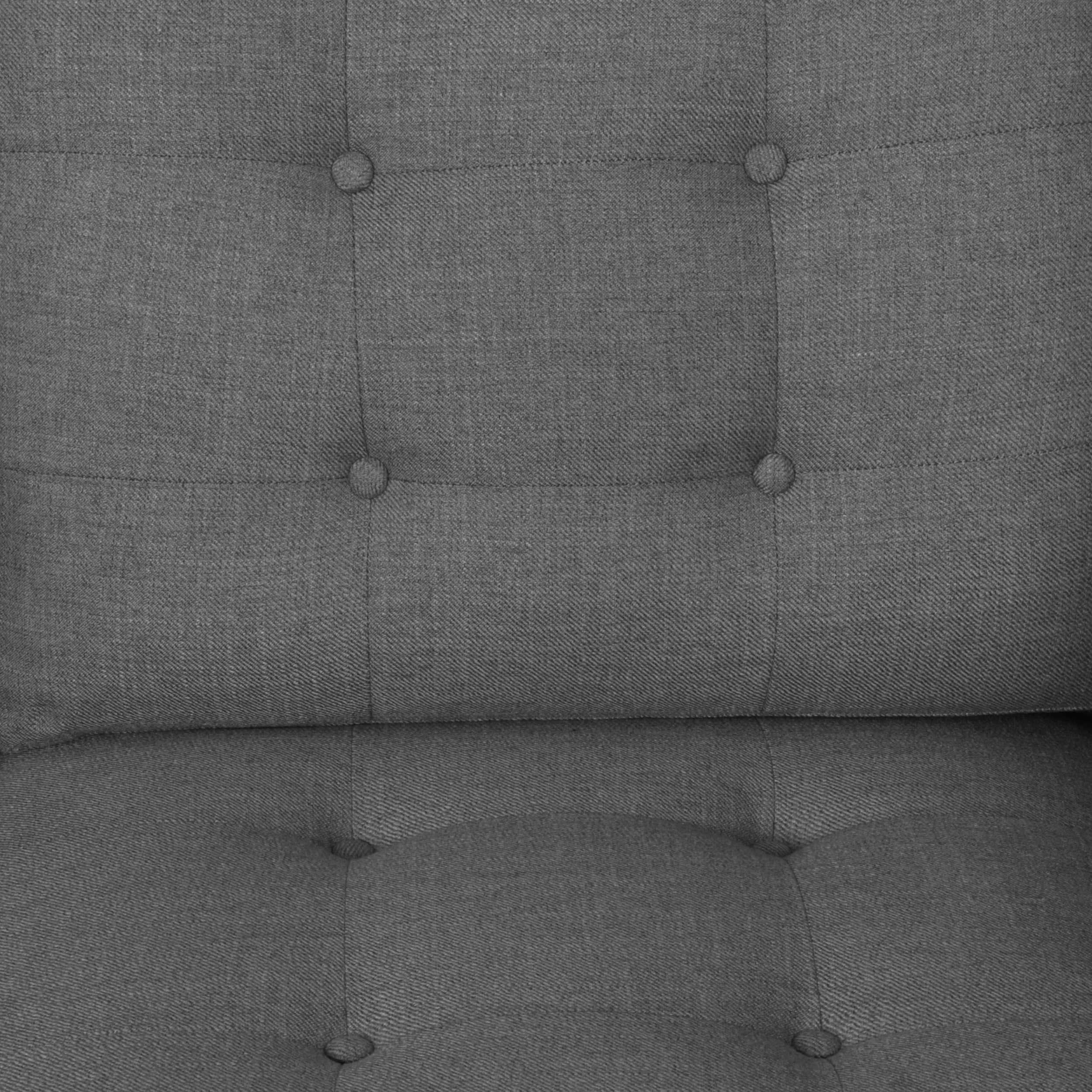 Noble House Cicely Fabric Tufted 3 Seater Sofa, Dark Gray, Dark Brown