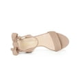 thumbnail image 4 of BLISSFUL STEP Women's Sandals Ankle Tie Back Open Toe Block Heels Nude 8, 4 of 7