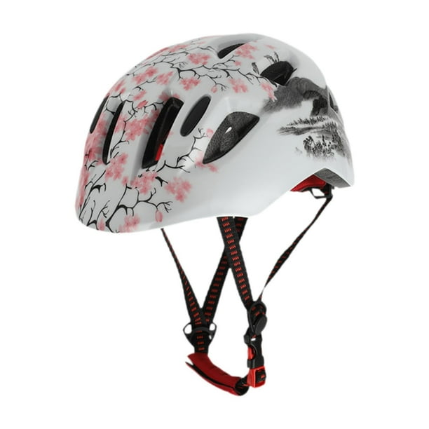 Casco de bicicleta para niños, casco de patinaje sobre ruedas, portátil, a prueba de golpes, cómodo para niños Floral
