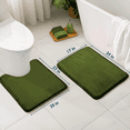 thumbnail image 2 of ComfiTime 2 Piece Bathroom Rugs Set – Thick Memory Foam, Non-Slip Bath Mat, Soft Plush Velvet Top, Ultra Absorbent, Small, Large & Long Rugs for Bathroom Floor, Green, 17*24 & Contour Rug, 2 of 11