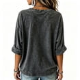 thumbnail image 4 of xunjiayanmaoyi Women's 9/11 Memorial T-Shirt 25th Anniversary Loose V-Neck 3/4 Sleeve Acid Wash Tee Soft Fabric S-5XL 9 Colors 1 Pc for Everyday/Patriotic Wear, 4 of 6