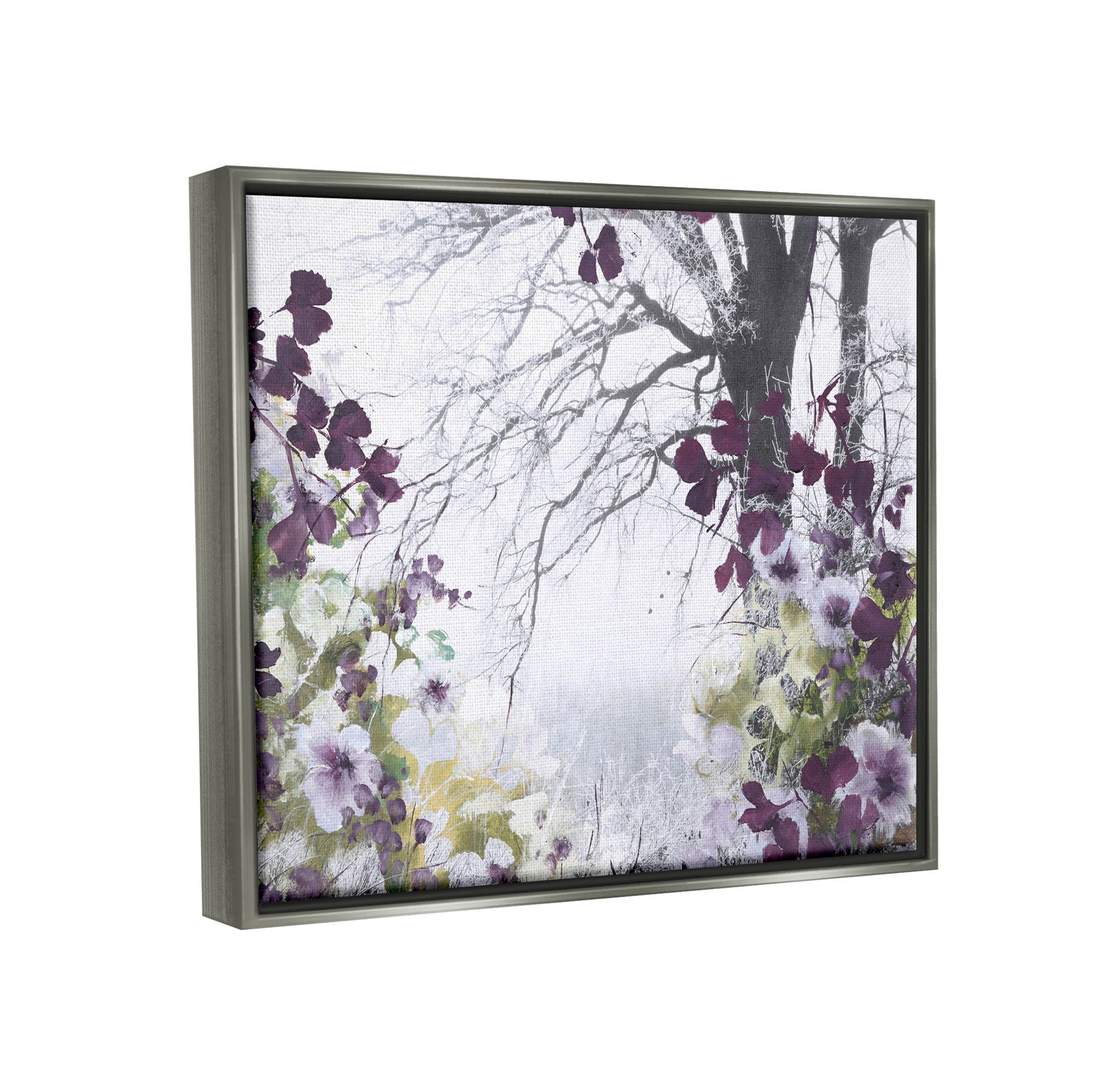 Stupell Industries Vivid Purple Woodland Blooms Photograph Luster Gray Floating Framed Canvas Print Wall Art, Design by Design Fabrikken