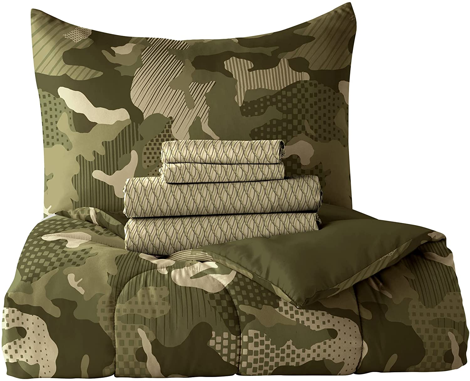 Dream Factory Geo Camo Twin 5 Piece Comforter Set, Bed-in-a-Bag, Cotton/Polyester, Camouflage, Multi, Unisex, Child - image 3 of 12