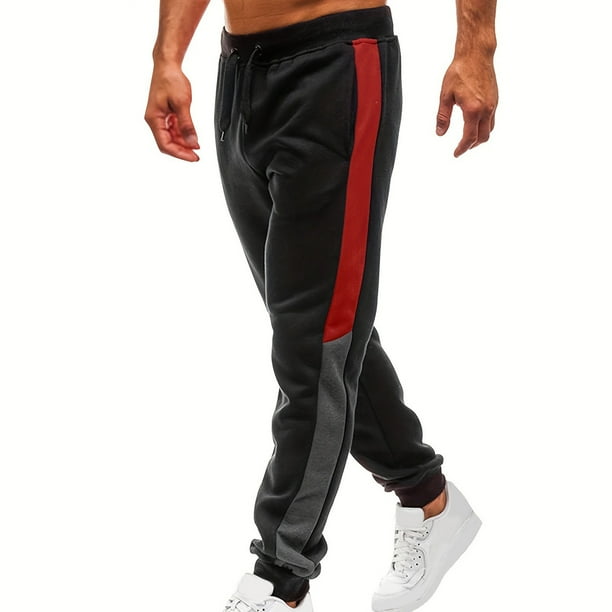 Pantalones largos de moda para hombre con cordón, cintura elástica, color sólido, pantalones casuales largos de chándal, pantalones para hombre