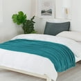 thumbnail image 2 of Navy Throw Blanket Textured Solid Soft Sofa Couch Decorative Knitted Blanket, 60" x 80" Navy, 2 of 5