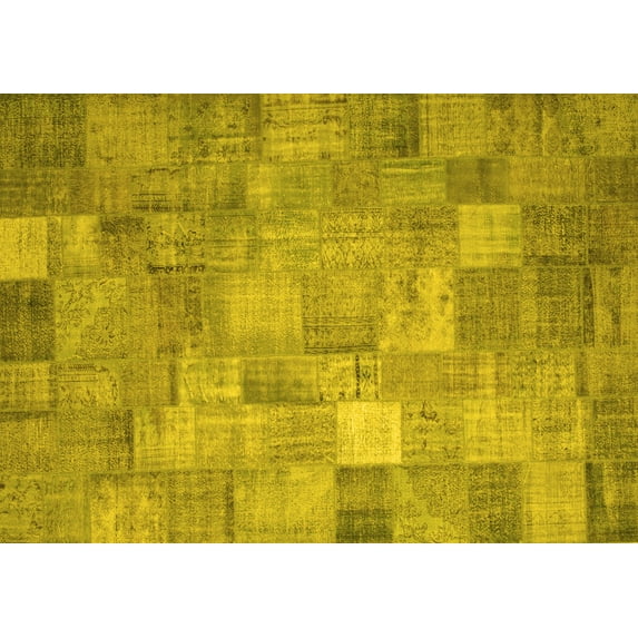 Ahgly Company Indoor Rectangle Patchwork Yellow Transitional Area Rugs, 3' x 5'