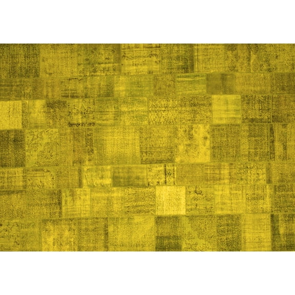 Ahgly Company Indoor Rectangle Patchwork Yellow Transitional Area Rugs, 2' x 3'