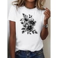 thumbnail image 1 of Camiseta de cuello redondo con estampado floral, informal, de manga corta, para primavera y verano. Ideal para adultos, hombres, mujeres, adolescentes, jóvenes y uso diario., 1 of 5