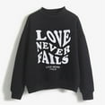 thumbnail image 4 of RQYYD Love Never Fails Sweatshirts for Women Long Sleeve Sweaters Crew Neck Letter Print Pullover Tops Holiday Cute Sweatshirts(Black,S), 4 of 4