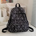thumbnail image 3 of Cat Print School Backpack, Cute Aesthetic Backpack with Drawstring Side Pockets&Pendant, Lightweight Breathable Bookbag for Shopping Work Dating Daily Use, Black, 3 of 6
