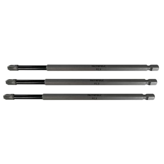 Faithfull - Pozidriv Impact Screwdriver Bits PZ3 x 150mm (Pack 3)