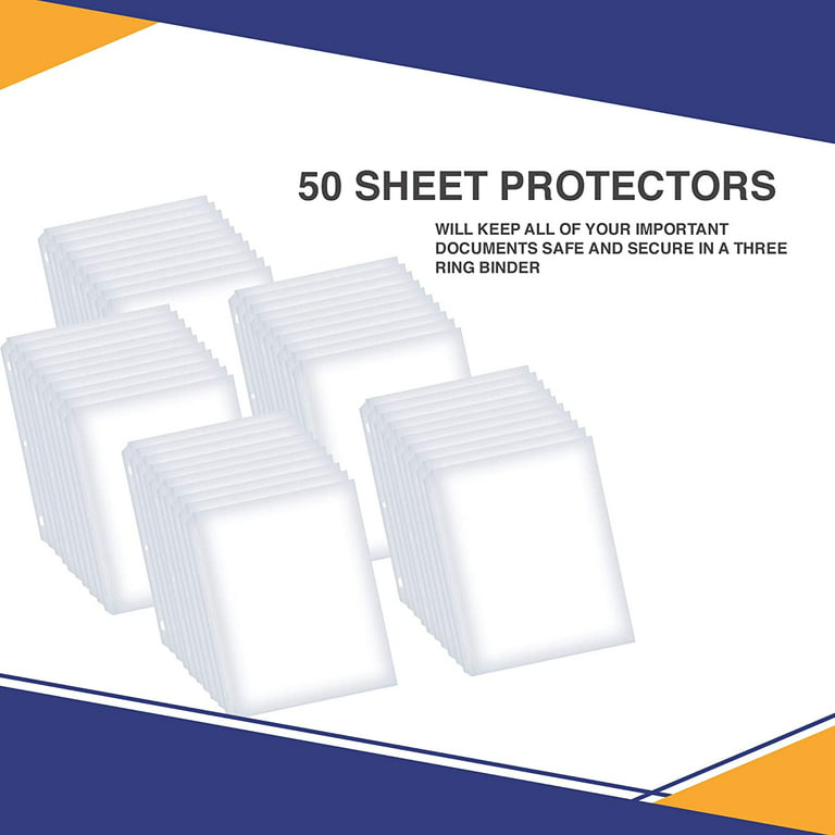 50 Clear No Hole Sheet Protectors, 8.5 x 11, Plastic Sheet Sleeves, Top Loading Paper Protector, Archival Safe for Documents and Photos