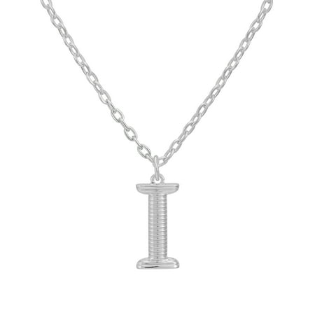 Time and Tru Women's Silvertone Initial I Necklace with Giftable Pouch