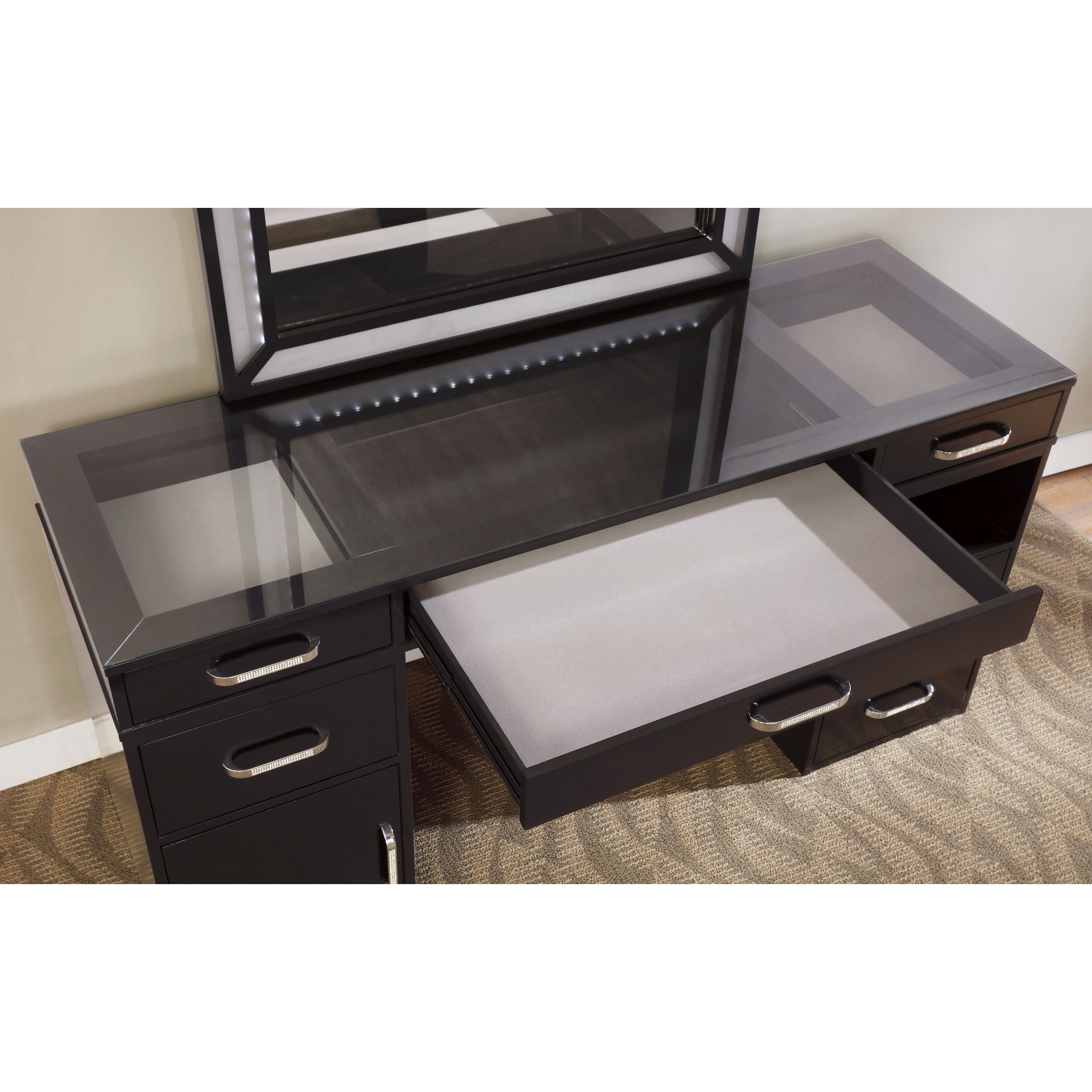 Furniture of America Carzen 3-Piece LED Vanity Set, Obsidian Gray