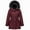 Wine Red, variant on GGleaf Women's Winter Jacket Quilted Thicken Coat Puffer Parka with Faux Fur Hood Navy X-Large