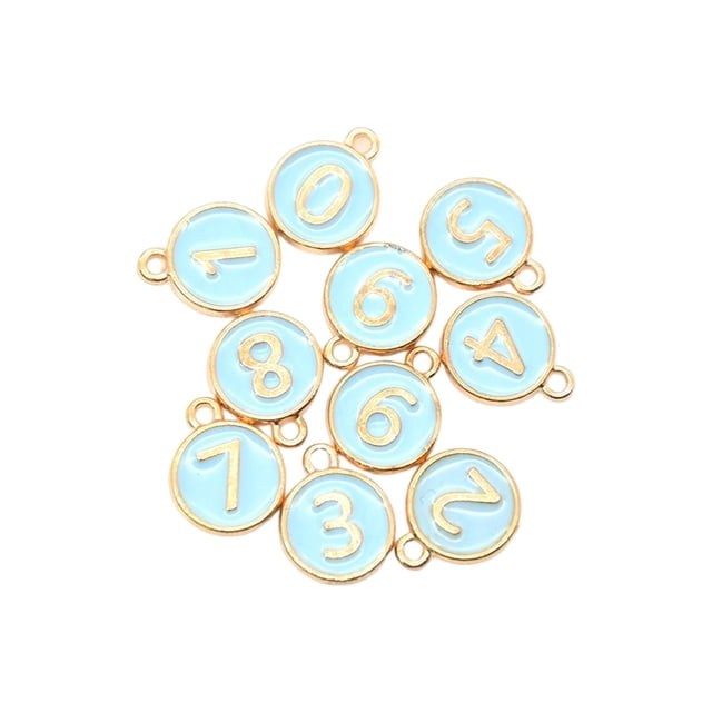 Número 0-9 de aleación mixta DIY pendiente llavero suministros para manualidades accesorio decorativo elegante superficie lisa de moda de Sunnimix Encantos de letras de esmalte