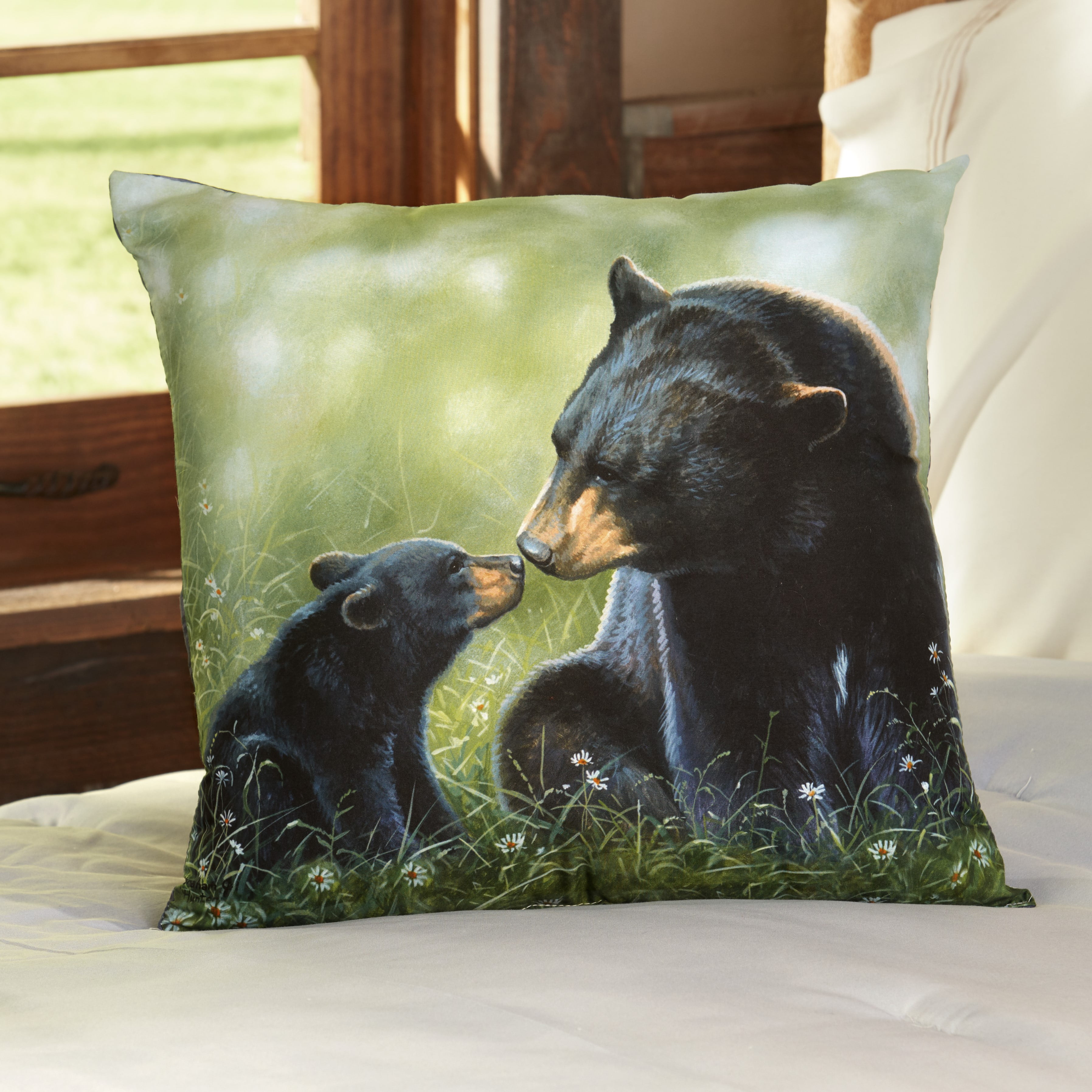 Black Bear Throw Pillow Decor Accent for Couch with