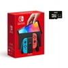 Newest Nintendo Switch (OLED Model) Neon Red & Neon Blue Joy Con 64GB Console Bundle w/ AIEC Accessory