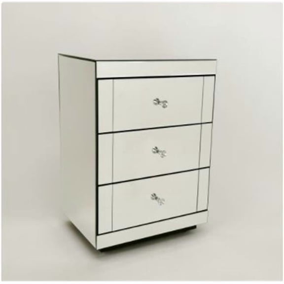 Luminous Beveled Mirrored 18Wx15Dx26H Chest in a Clear Color with Three drawers