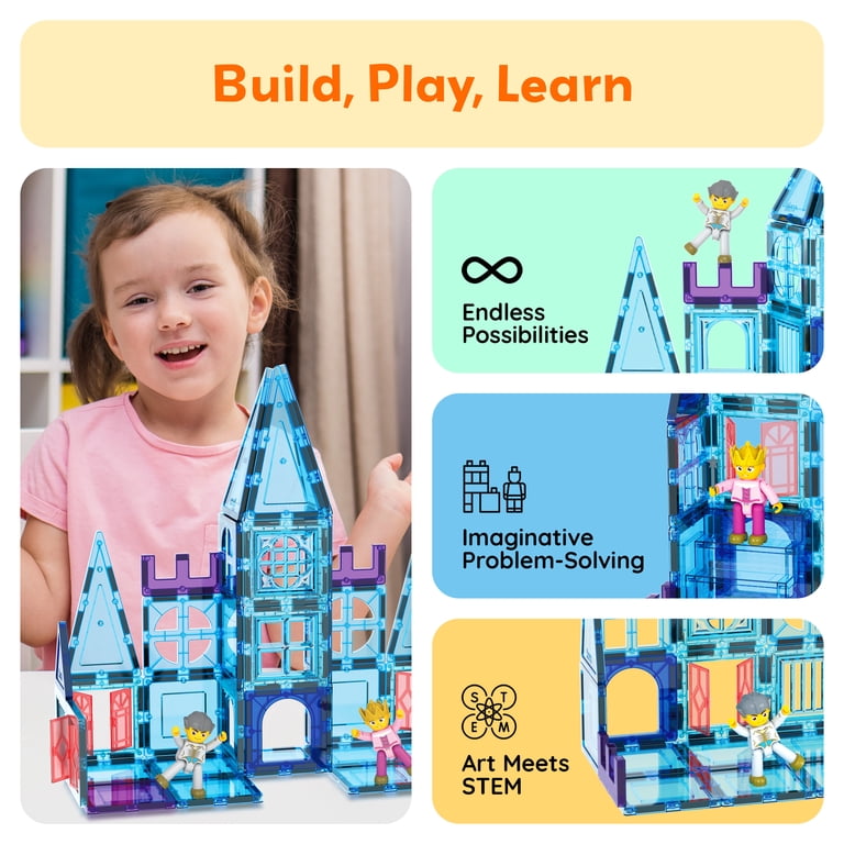 PICASSO TILES 72pc Magnetic Tiles, Ice Castle Theme, STEM