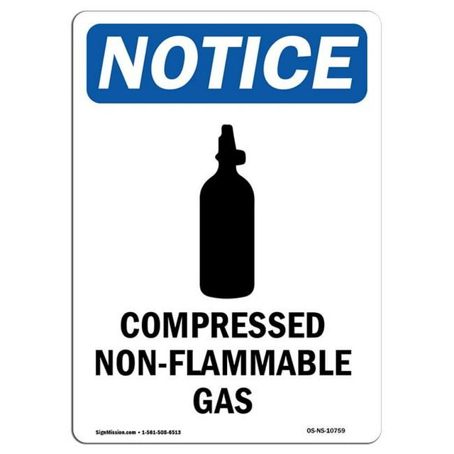 SignMission OS-NS-A-1218-V-10759 12 x 18 Po Panneau d'Avertissement OSHA - Gaz Comprimé Ininflammable