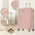 thumbnail image 2 of Premium ABS Luggage Set 3-Piece Pink, Hard Shell Suitcase with TSA Lock, 360° Spinner Wheels, Telescoping Handle, 20/24/28 Inch Lightweight Travel Bag for Family or Business, 2 of 7