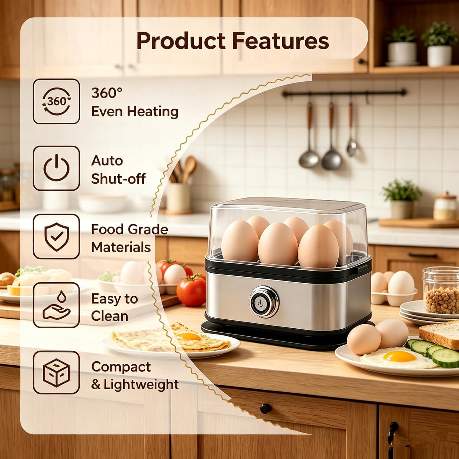 2026 NEW Multifunctional Egg Steamer with Clear Lid, Kitchen Egg Steaming Pot, Electric Egg Cooker 6 Egg Capacity Auto Shutoff, Rapid Egg Cooker for Soft Medium Hard Boiled Eggs (2pcs)