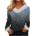 thumbnail image 1 of Blouses pour Femmes, Blouses pour Femmes Mode, Chandail Ample pour Femmes à Manches Longues en Peluche à Col en V Blouses Mode, Blouses pour Femmes Mode, Hauts à Manches Longues pour Femmes, 1 of 5