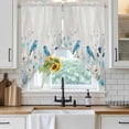 thumbnail image 6 of Blue Flowers Swag Valances for Windows, Kitchen Curtains 36 Inch Length 2 Panels Set, Spring Birds Rustic Floral Pastoral Plants Short Curtains for Small Windows Rod Pocket Cafe Curtains 28"x36", 6 of 8