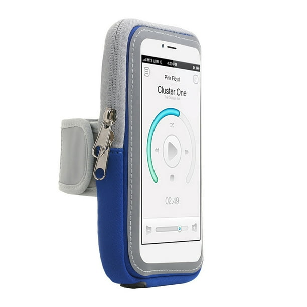 Funda para brazo con pantalla táctil, soporte para teléfono, brazalete para fitness, funda para teléfono móvil de 5,2 a 6,0 pulgadas, azul seitruly AP001362-04
