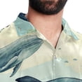 thumbnail image 5 of Whale Men's Short Sleeve Button Down Poplin Hawaiian Shirt for Summer Beach, Casual Printed Unisex Style, 5 of 6