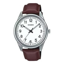 Casio Men’s White Dial Brown Leather Strap Analog Watch - MTP-V005L-7B4UDF