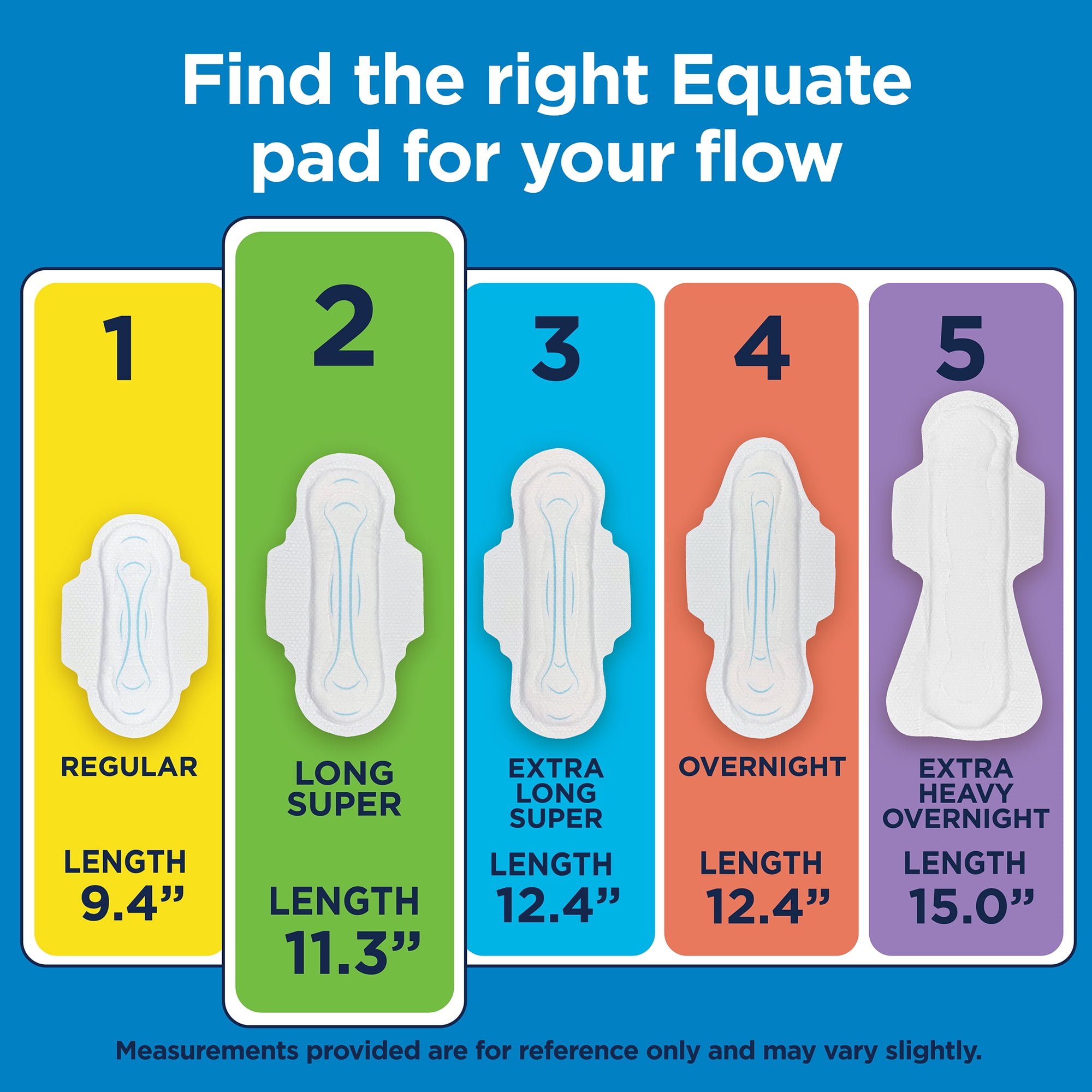 Equate Maxi Pads with Wings, Size 2, Long Super Absorbency, Compare to Always® (168 Count)