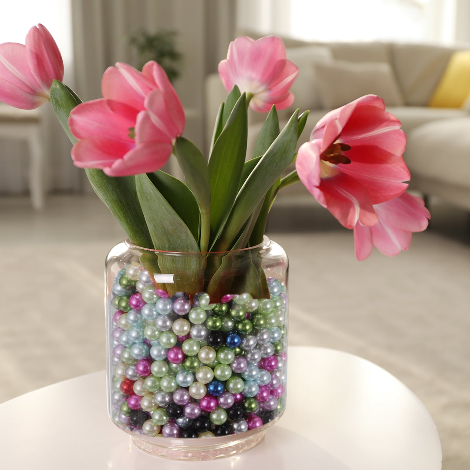 Unique Bargains Durable Faux Pearl for Crafting No Hole Pearls for Vase Fillers Blue