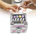 thumbnail image 5 of Soporte para brocas de uñas Macarena Organizador de caja de almacenamiento de exhibición de 25 ranuras de aluminio a prueba de polvo para cabezales de pulido Rosa, 5 of 5