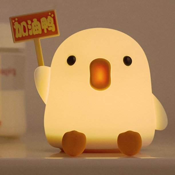 Pato de dibujos animados portátil de luz nocturna con control táctil para habitación de niños (B)
