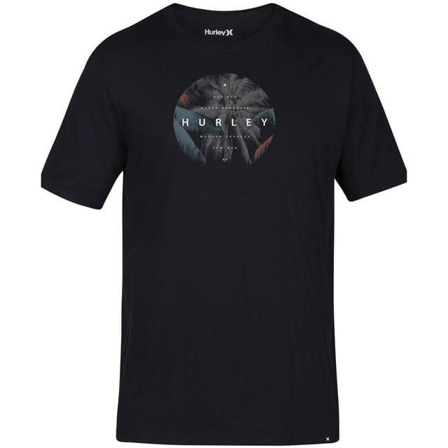 Camiseta gráfica Hurley Never Paradise para hombre negra mediana
