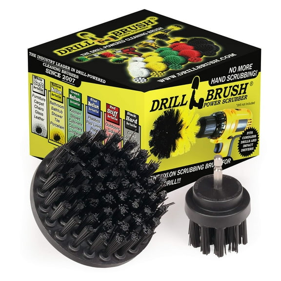 Drillbrush Black Stiff Electric Spin Scrubber Cleaning Brush for Drill Set - Household Cleaning Supplies for Smokers, Grill, & Griddle - Grill Brush