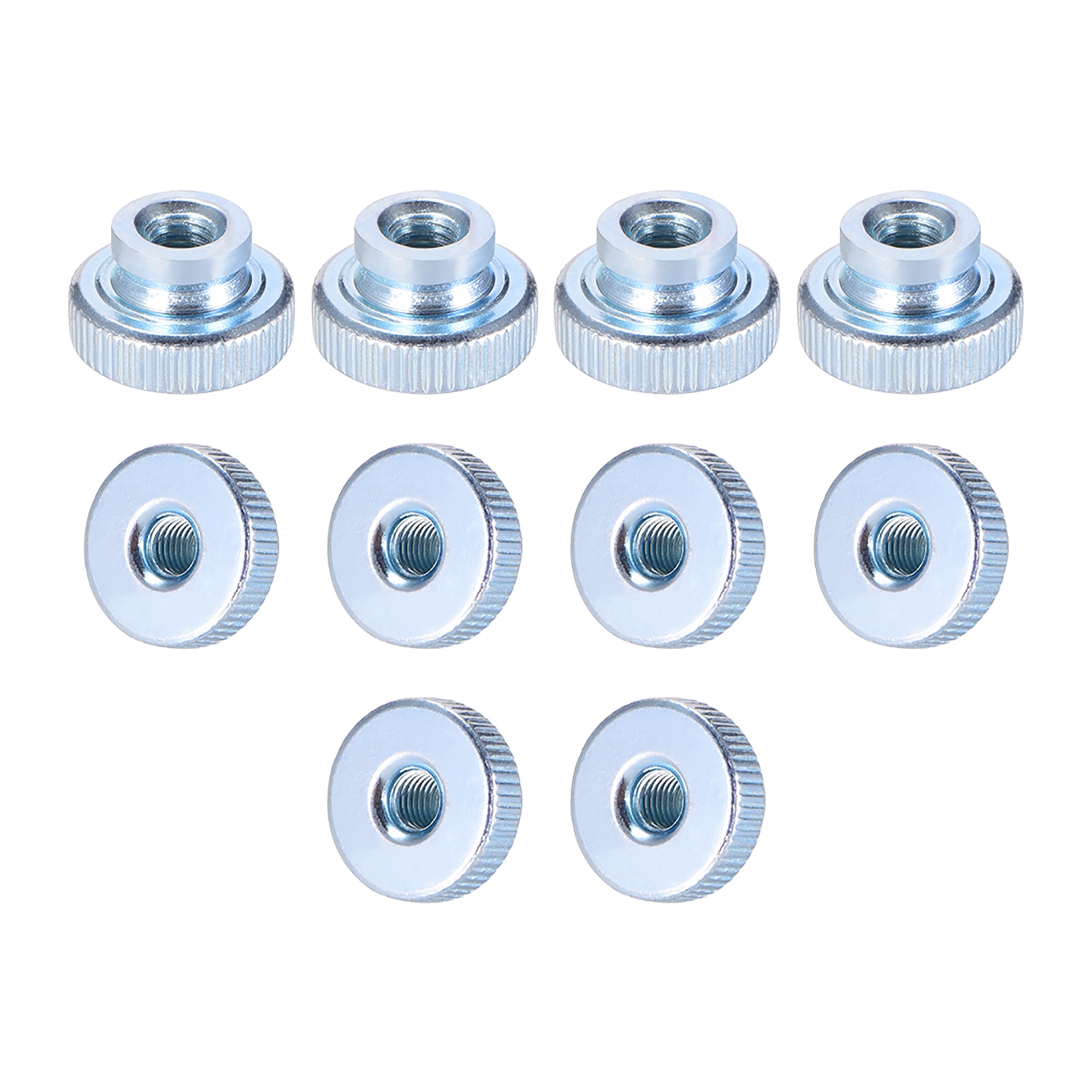 Knurled Thumb Nuts, M5 Round Knobs with Collar, Zinc Plating 10 Pcs