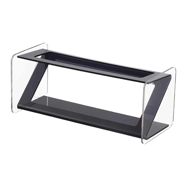 Caja de almacenamiento de acrílico con soporte para control remoto, organizador multicompartimento para sala de estar Negro