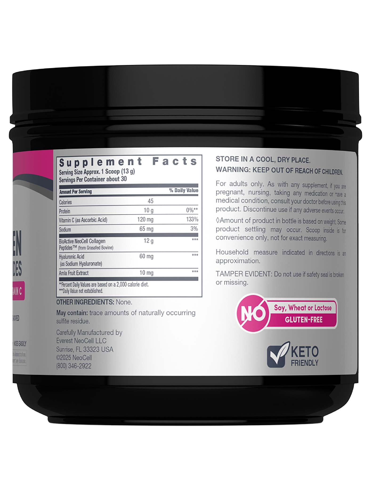 NeoCell Super Collagen Peptides | 13.7 oz | Grassfed Bovine | With Hyaluronic Acid and Vitamin C | Non-GMO, Gluten & Soy Free Supplement