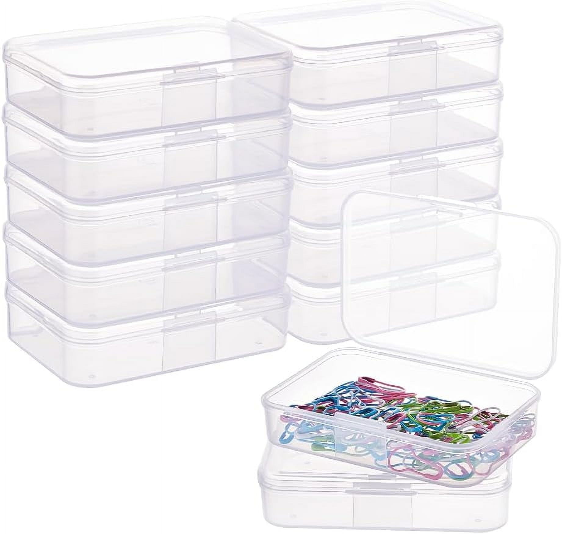 18 Pack Rectangle Clear Plastic Bead Storage Containers Box Drawer Organizers with Lid for Beads Cards and Other Craft Accessories - 3.3x3x0.47 Inches Clear