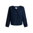 thumbnail image 5 of Time and Tru Women's Eyelet Blouse with Long Sleeves, Sizes XS-XXXL, 5 of 5