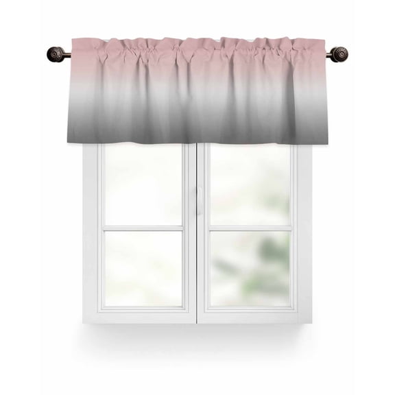 Pink Gray Valances for Windows Gradient Valance Rod Pocket Light Filtering Short Window Treatments Curtains for Kitchen Bathroom Living Room Bedroom, 1 Panel, 42 x 12 Inch
