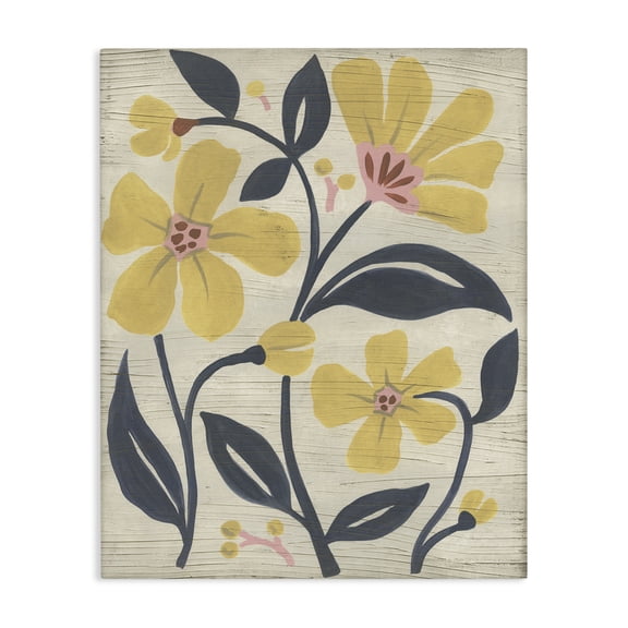 Stupell Industries Curved Bungalow Flowers Floral Painting Wrapped Canvas Canvas Art Print Wall Art, 16 x 20