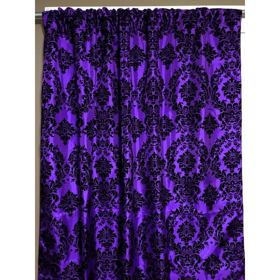 Flocking Damask Taffeta Window Curtain 56 Inch Wide Purple