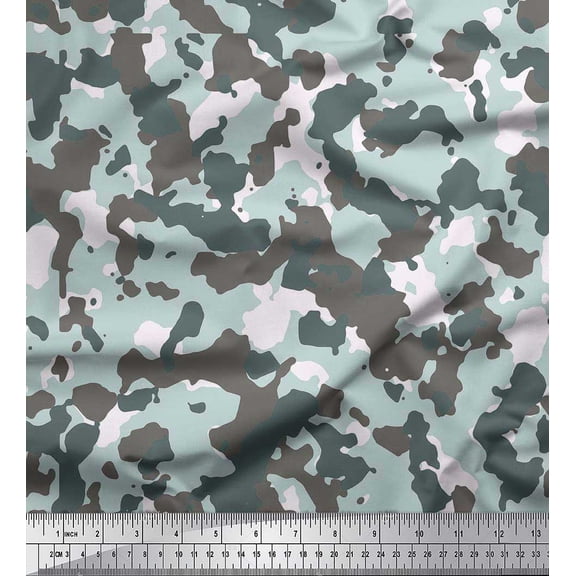 Soimoi Rayon Fabric Two Tone Camouflage Printed Fabric 1 Yard 42 Inch Wide