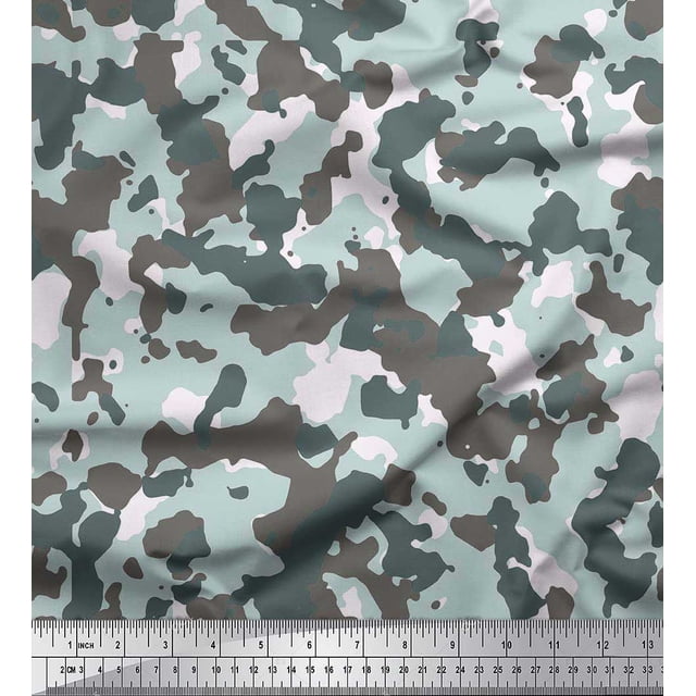 Soimoi Silk Fabric Two Tone Camouflage Printed Fabric 1 Yard 42 Inch Wide