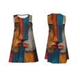 thumbnail image 7 of Rocae Abstract Colorful Duality for Sleeveless Dresses Summer Casual Ruffle Sleeveless Cute Crew Neck Flowy Dress with Pockets, 7 of 7