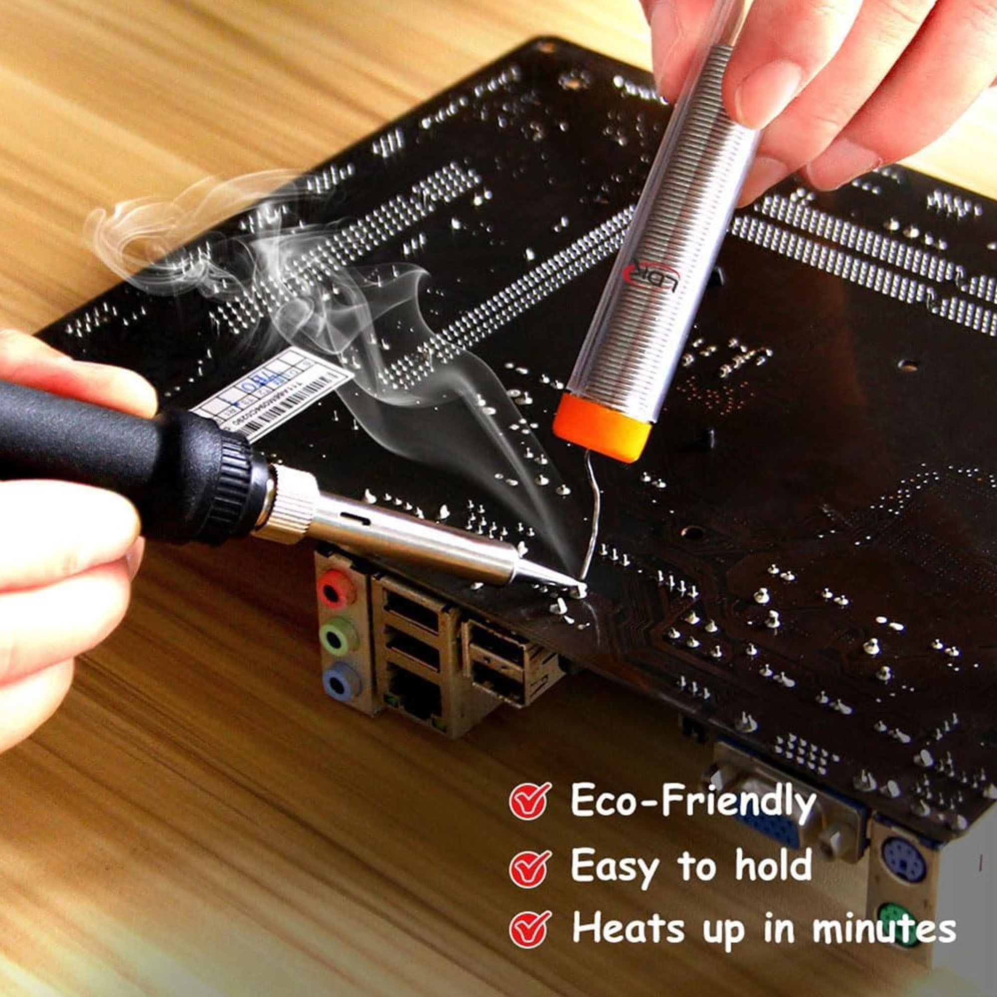 Soldering Iron Kit Electric 60W 110V Adjustable Temperature Soldering Gun Welding Tools, 5pcs Replacement Tips and Solder Wire (Basic)